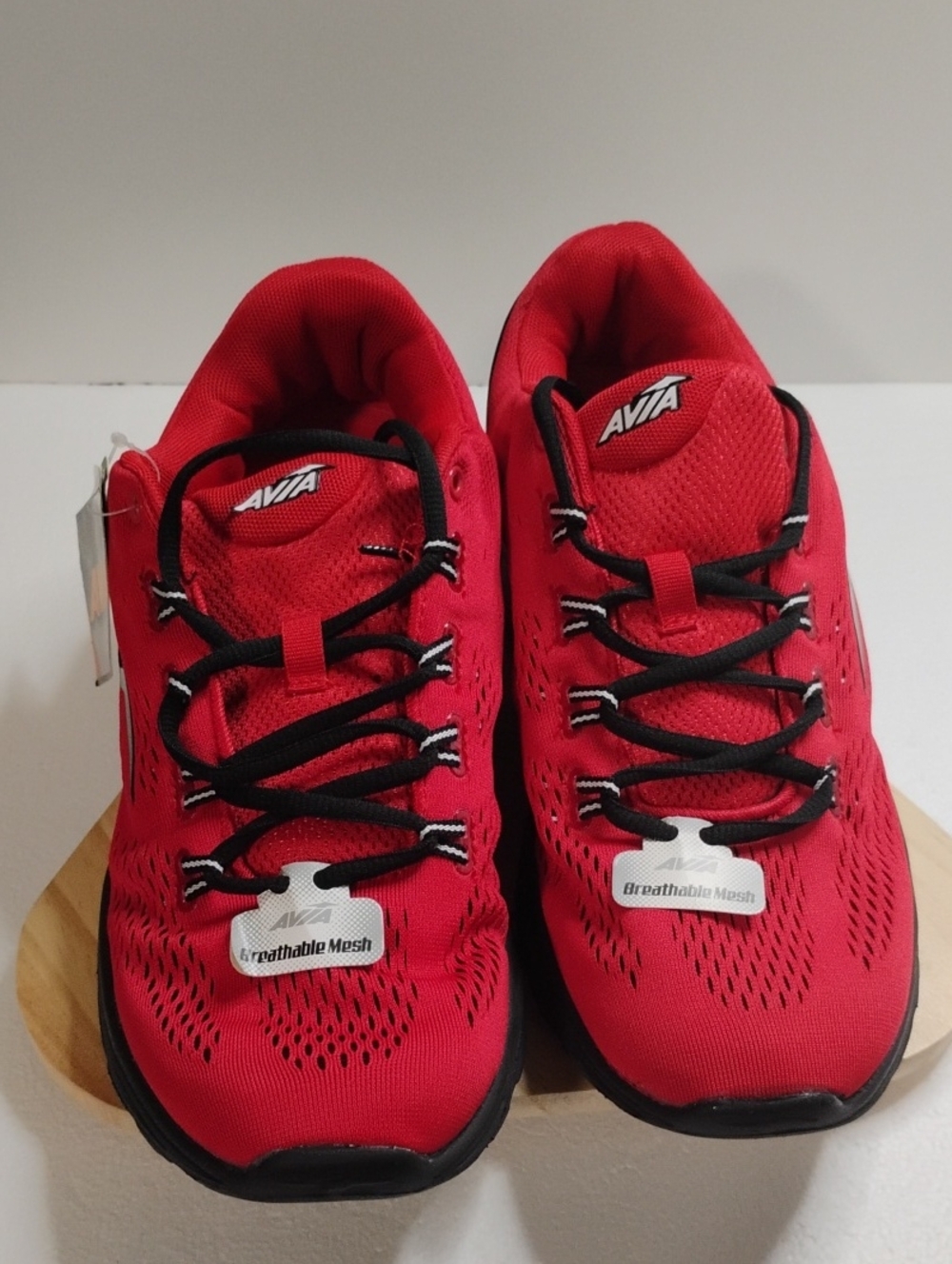 Avia Red and Black Breathable Mesh Sneakers